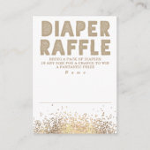 金ゴールドグリッターモダンおむつラッフルベビーシャワー エンクロージャーカード (正面)