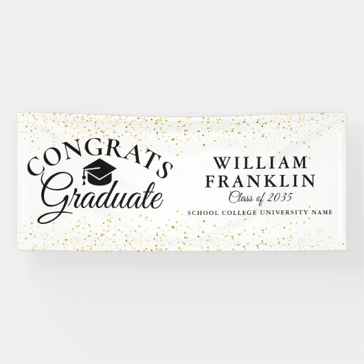 金ゴールドグリッターモダンエレガント卒業 横断幕 (横)