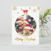 金ゴールドグリッターモダンタイポグラフィクリスマスフォト シーズンカード (スタンド正面)