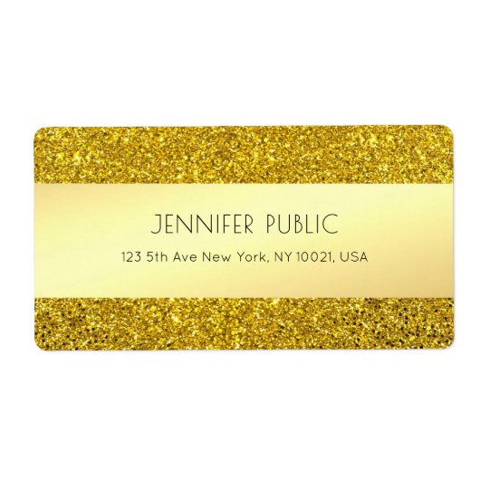 金ゴールドグリッターモダンテンプレートプロフェッショナル出荷 ラベル (正面)