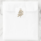 金ゴールドグリッターモダンホリデーツリークリスマス スクエアシール (バッグ)