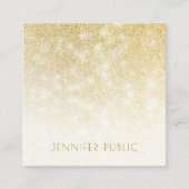 金ゴールドグリッターモダンミニマエレガントリストシンプル スクエア名刺 (正面)