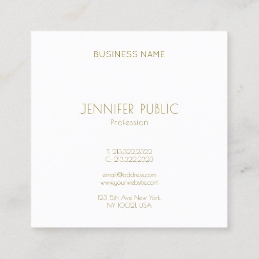 金ゴールドグリッターモダンミニマエレガントリストシンプル スクエア名刺 (裏面)