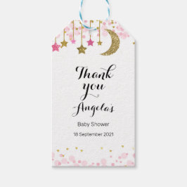 金ゴールドグリッターモダンムーンありがとうラベル。 ギフトタグ