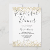 金ゴールドグリッターモダンリハーサルディナー招待状 招待状 (正面)