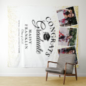 金ゴールドグリッターモダン卒業3写真の背景 タペストリー (インサイチュ(横))