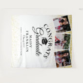 金ゴールドグリッターモダン卒業3写真の背景 タペストリー (正面(横))