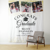 金ゴールドグリッターモダン卒業3写真の背景 タペストリー (インサイチュ)