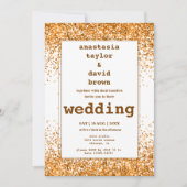 金ゴールドグリッターモダン結婚式招待状 招待状 (正面)