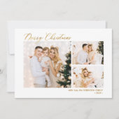 金ゴールドグリッターモダン3数々の写真クリスマス シーズンカード (正面)