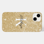 金ゴールドグリッターモノグラムイニシャル名 Case-Mate iPhoneケース (裏面 (横))