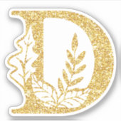 金ゴールドグリッターモノグラムイニシャルDフローラビニル シール (正面)