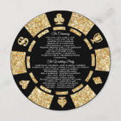 金ゴールドグリッターモノグラムトランプのポーカーチップカ結婚ジノ プログラム (裏面)
