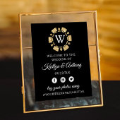 金ゴールドグリッターモノグラムトランプのポーカーチップカ結婚ジノ ポスター