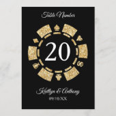 金ゴールドグリッターモノグラムトランプのポーカーチップカ結婚ジノ 招待状 (裏面)