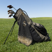 金ゴールドグリッターモノグラム名 ゴルフタオル (グリーン)