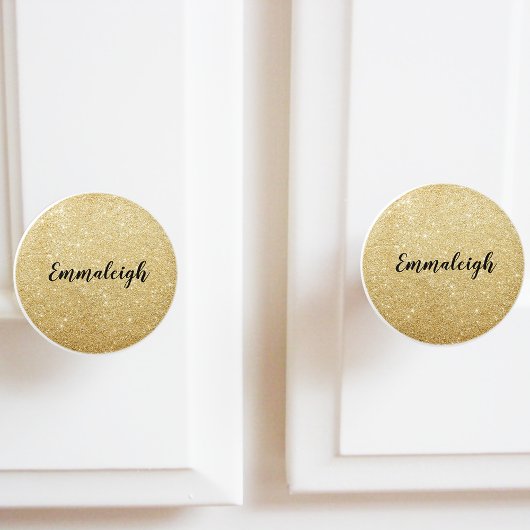 金ゴールドグリッターモノグラム名 セラミックノブ