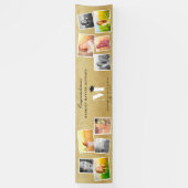 金ゴールドグリッターモノグラム10写真卒業パーティー 横断幕 (縦)