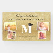 金ゴールドグリッターモノグラム4フォトグラースタイリッシュドパーティー 横断幕 (横)