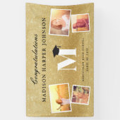 金ゴールドグリッターモノグラム4フォトグラースタイリッシュドパーティー 横断幕 (縦)