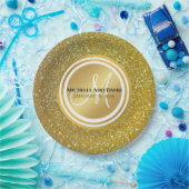 金ゴールドグリッターモノ結婚グラム  ペーパープレート (パーティー)