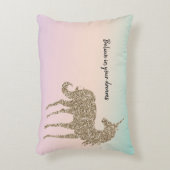 金ゴールドグリッターユニコーンアクアピーチピンクグラデーション絞り染め アクセントクッション (正面(垂直))