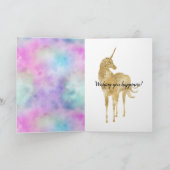 金ゴールドグリッターユニコーンパープルピンクアクア赤面    カード (内部)