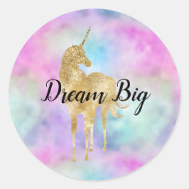 金ゴールドグリッターユニコーンパープルピンクアクア赤面 ラウンドシール