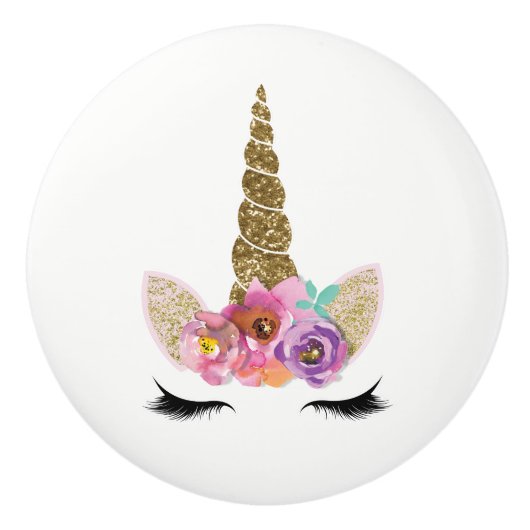 金ゴールドグリッターユニコーンホーンガールズグラムフェアリー物語 セラミックノブ (正面)