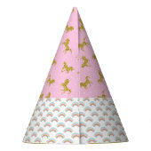 金ゴールドグリッターユニコーンレインボウズパーティーハット パーティーハット (裏面)