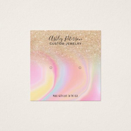 金ゴールドグリッターユニコーン大理石スタッズイヤリングディスプレイ (正面)