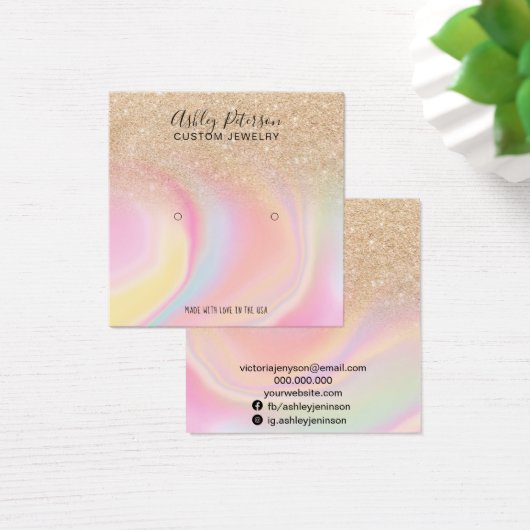 金ゴールドグリッターユニコーン大理石スタッズイヤリングディスプレイ (デスク)