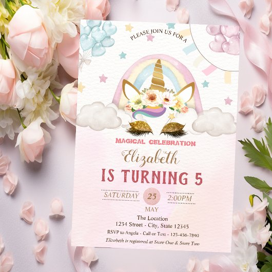 金ゴールドグリッターユニコーン,バルーンバラ金ゴールド誕生日 招待状