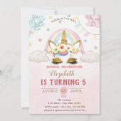 金ゴールドグリッターユニコーン,バルーンバラ金ゴールド誕生日 招待状 (正面)