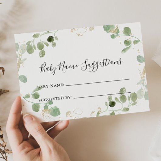 金ゴールドグリッターユーカリベビー名候補カード