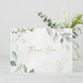 金ゴールドグリッターユーカリ結婚プスサンキューカード サンキューカード (スタンド正面)