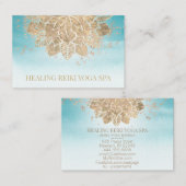 *~*金ゴールドグリッターヨガスピリチュアル霊気マンダラティール(緑がかった色) 名刺 (正面/裏面)