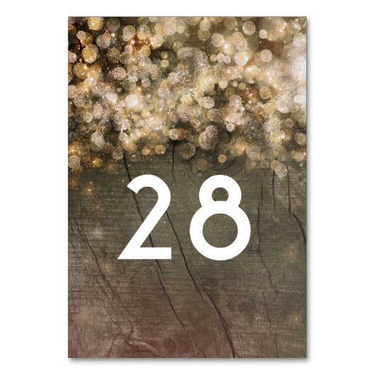 金ゴールドグリッターライツ素朴ウッドバ結婚ンズ テーブルナンバー (正面)
