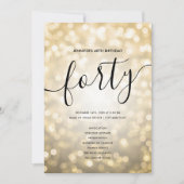 金ゴールドグリッターライト40th Birthdayメニュープログラム 招待状 (正面)