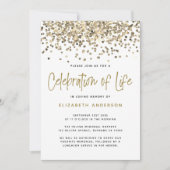 金ゴールドグリッターライフお祝い 招待状 (正面)