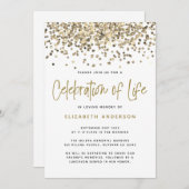 金ゴールドグリッターライフお祝い 招待状 (正面/裏面)