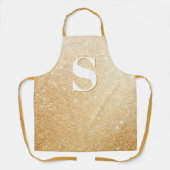 金ゴールドグリッターラグジュアリーパーソナライズされたモノグラムエプロン エプロン (正面)