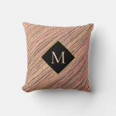 金ゴールドグリッターラグジュアリーモノグラムストライプズ クッション (正面)