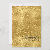 金ゴールドグリッターラスベガスクインセアニラ誕生日 招待状 (裏面)