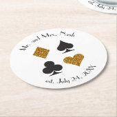 金ゴールドグリッターラスベガス結婚のCustomDrinkコースター ラウンドペーパーコースター (アングル)