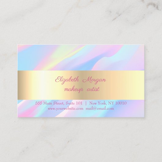 金ゴールドグリッターラッフェイクシュ抽象芸術ホログラフィック ロイヤリティカード (裏面)