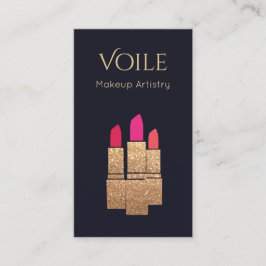 金ゴールドグリッターリップスティックメイクアップアーティスト美しいサロン 名刺