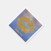 金ゴールドグリッターリップスパークルガーリーグラムパーソナライズされた スタンダードカクテルナプキン (角)