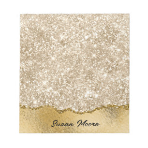 金ゴールドグリッターリップフォイル紙 パーソナライズされた ノートパッド