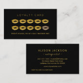 金ゴールドグリッターリップブラックグラムメイクアップアーティストロイヤリティ ロイヤリティカード (正面/裏面)